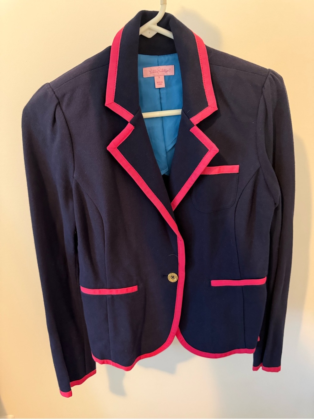 Lilly Pulitzer Navy Blazer with Pink Trim